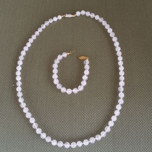 Rose Quartz bracelet & Necklace Set sold together